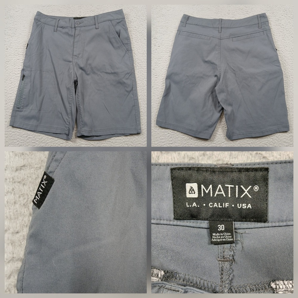 Matix L.A. Calif USA Mens Hybrid Shorts 30 Grey Stretch Cargo Pocket Casual